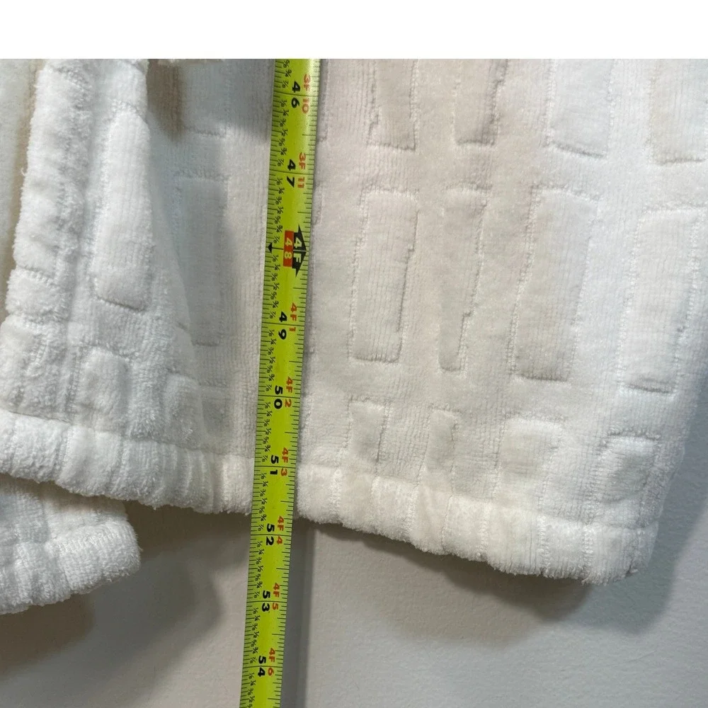 Carrara Mens Cream Textured Geometric Shawl Collar Belted Bathrobe XL Luxury Spa